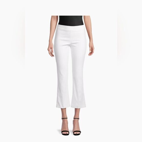 Avenue Montaigne Leo Flare Crop Pants White Stretchy Chic Coastal City Size 12 - Picture 2 of 13